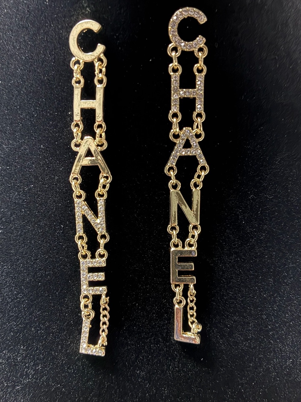 ChaneI Spell-Out Gold-Tone Earrings with Crystal Accents For Pierced Ears